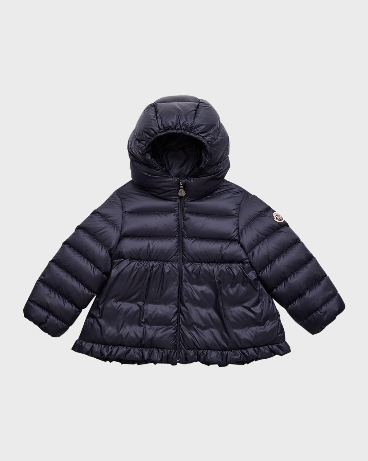 Girl's Odile A-Line Ruffle-Trim Coat, Size 12M-3 by MONCLER