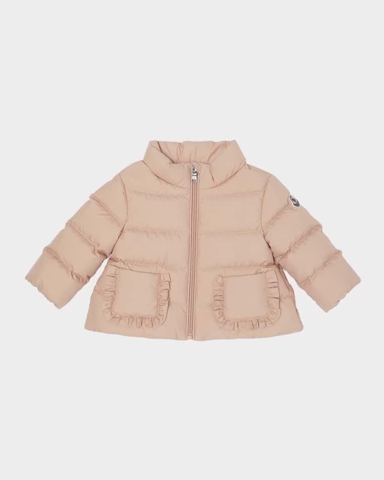 Girl's Onica Ruffled A-Line Down Coat, Size 1M-3 by MONCLER
