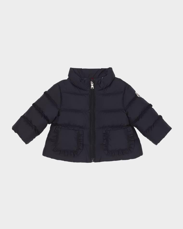 Girl's Onica Ruffled A-Line Down Coat, Size 1M-3 by MONCLER