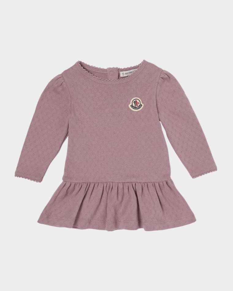 Girl's Pointelle Cotton Pleated-Skirt Dress, Size 3M-3 by MONCLER
