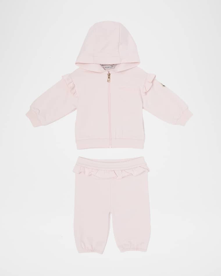 Girl's Ruffled Cotton Hoodie & Sweatpants Set, Size 3M-3 by MONCLER