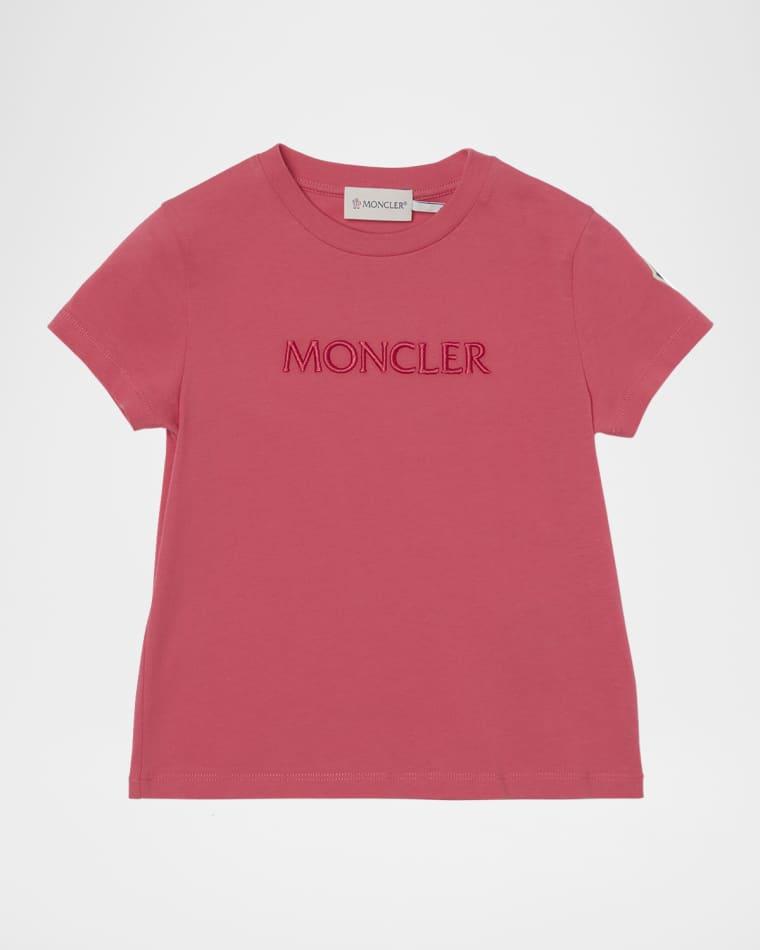 Girl's Tonal Logo Embroidery Short-Sleeve T-Shirt, Size 4-6 by MONCLER Girl's Tonal Logo Embroidery Short-Sleeve T-Shirt, Size 4-6 by MONCLER