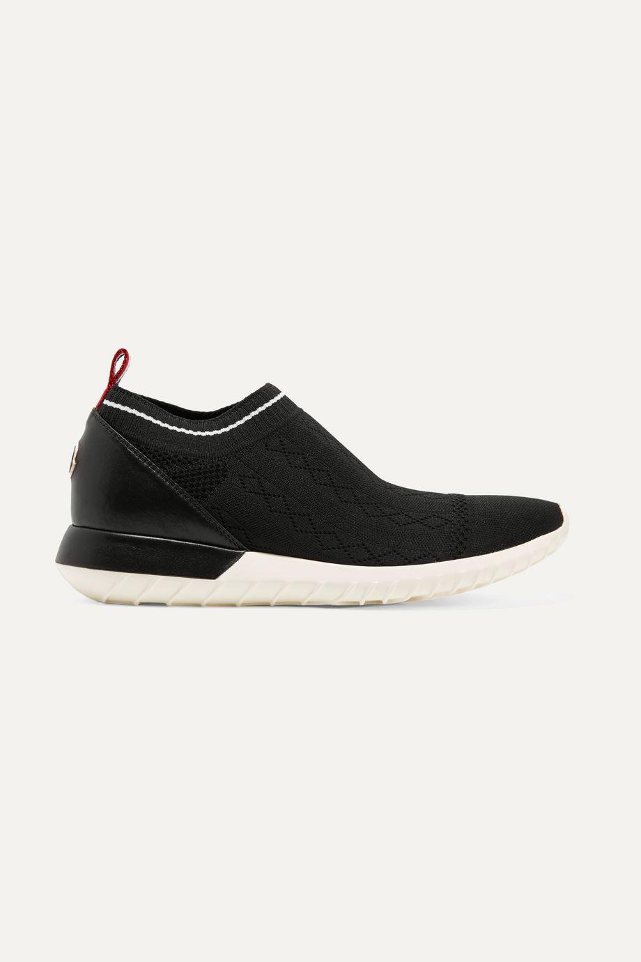Giroflee leather-paneled stretch-knit slip-on sneakers by MONCLER