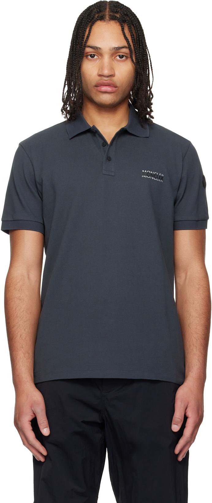 Gray 'Matt Black' Logo Short Sleeve Polo by MONCLER