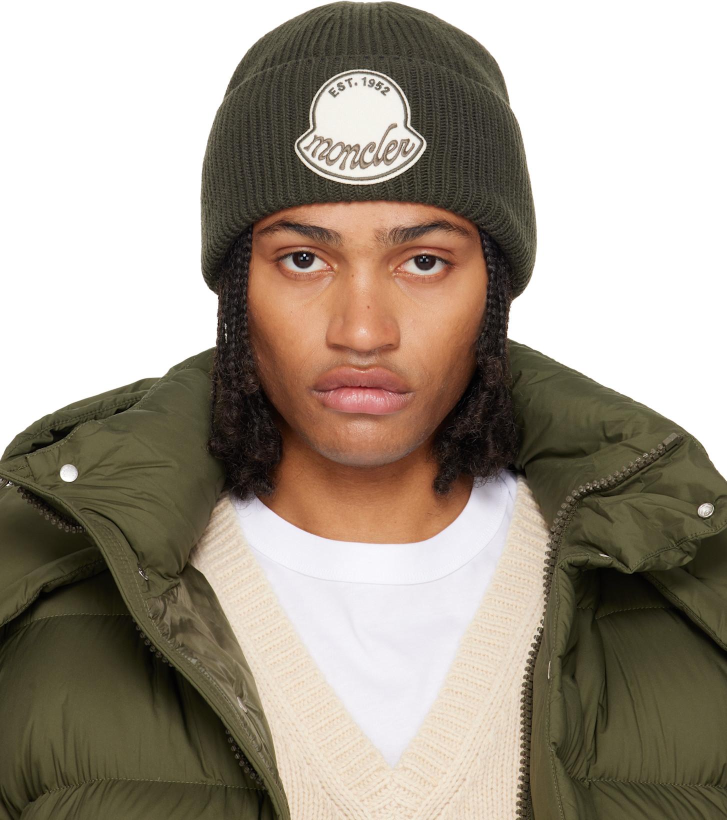 Green Virgin Wool Beanie by MONCLER