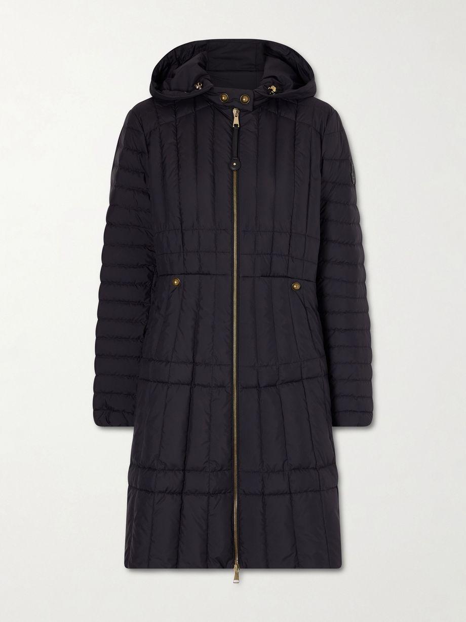 Hooded appliquéd padded quilted shell down coat by MONCLER