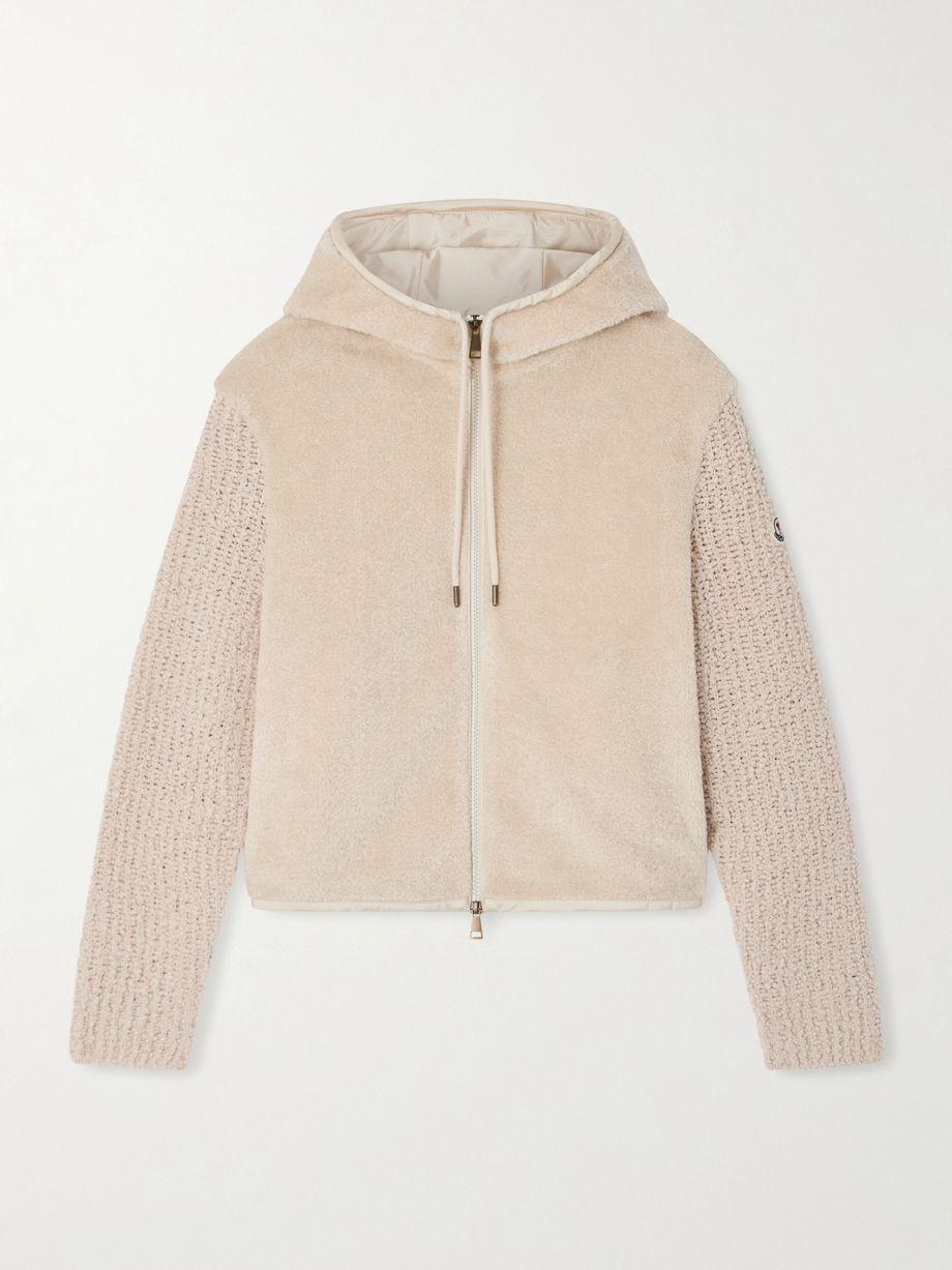 Hooded fleece and wool-blend bouclé cardigan by MONCLER