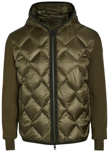 Hooded quilted shell and cotton-blend cardigan by MONCLER