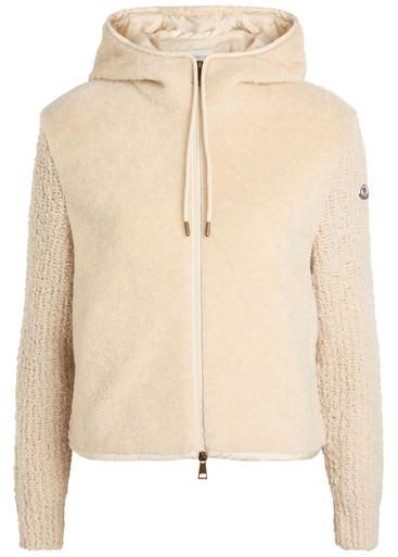 Hooded wool-blend and teddy jumper by MONCLER