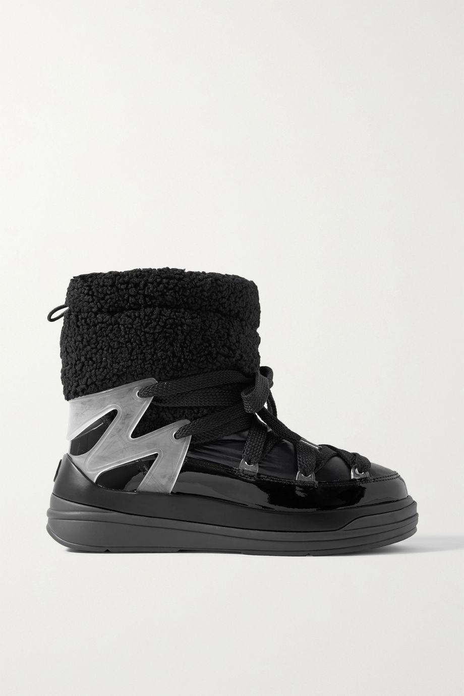 Insolux M rubber-trimmed fleece, metallic shell and leather snow boots by MONCLER