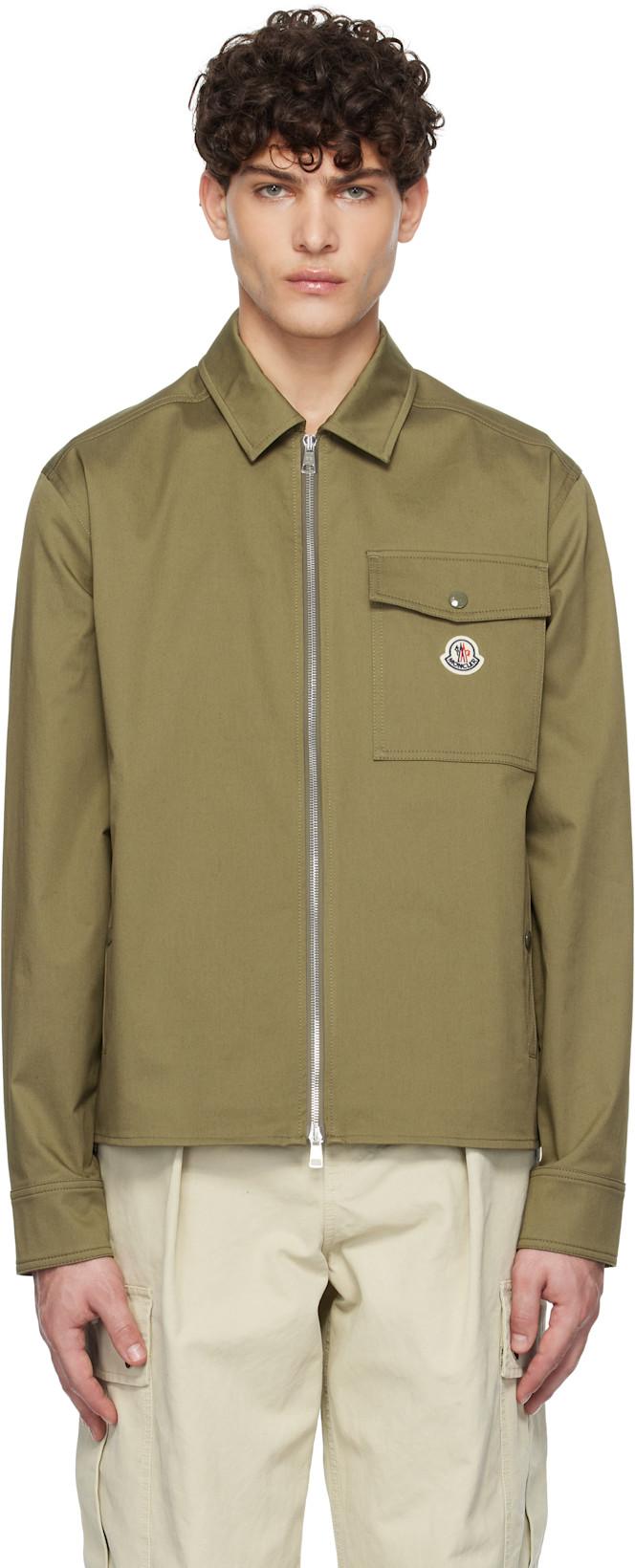 Khaki Cotton Gabardine Zip-Up Jacket by MONCLER