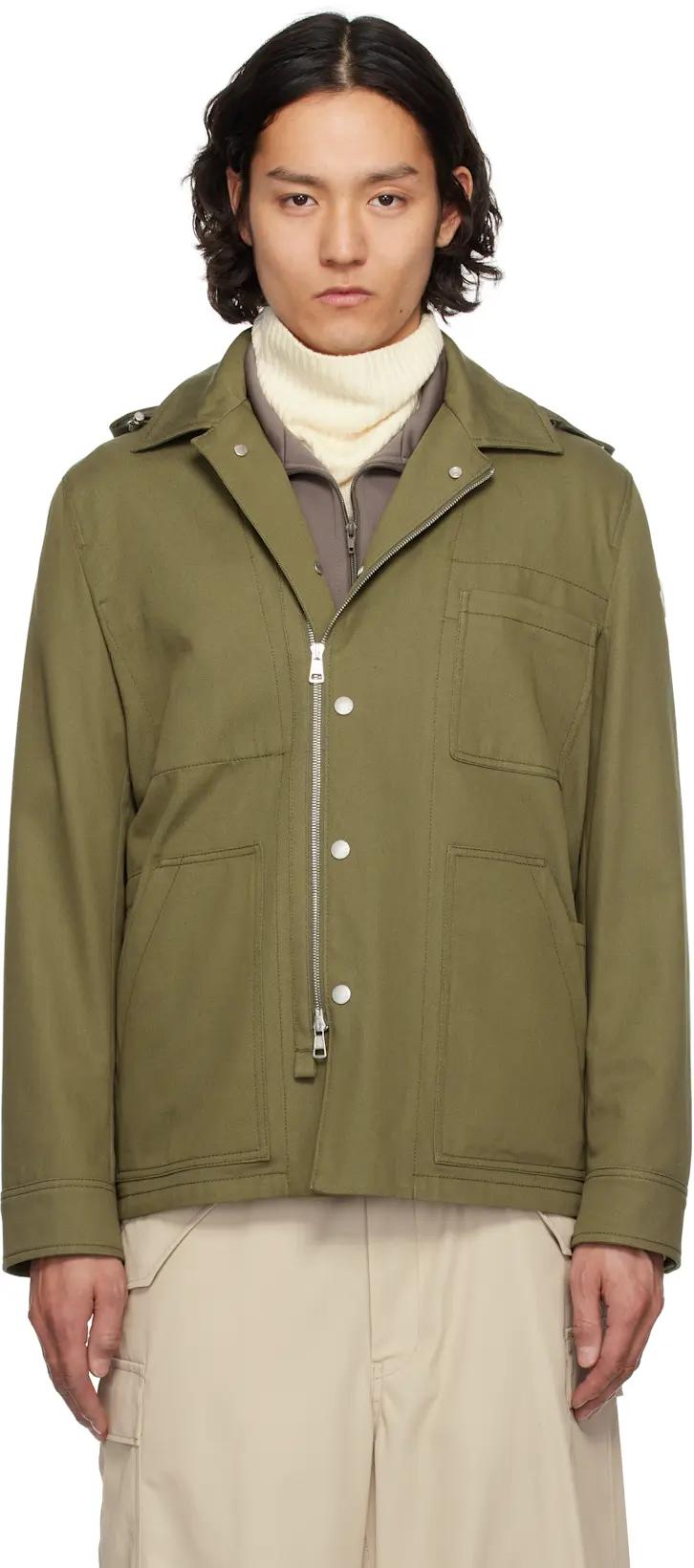 Khaki Guerledan Hooded Cotton Shirt Jacket by MONCLER