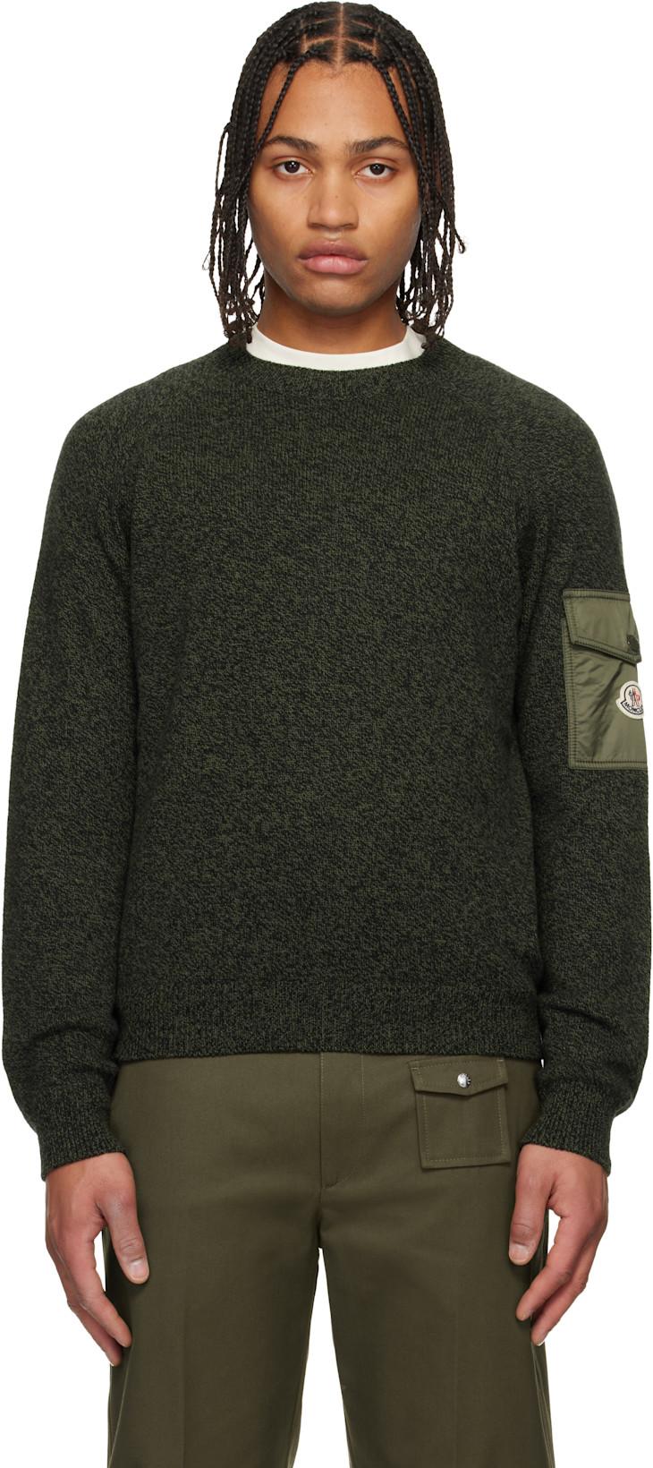Khaki Mouliné Wool & Cashmere Sweater by MONCLER