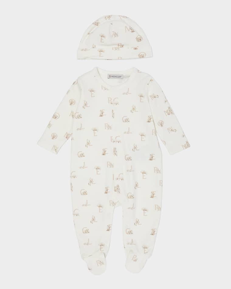 Kid's Scattered Logo-Print Footie Gift Set, Size 0M-3M-3 by MONCLER