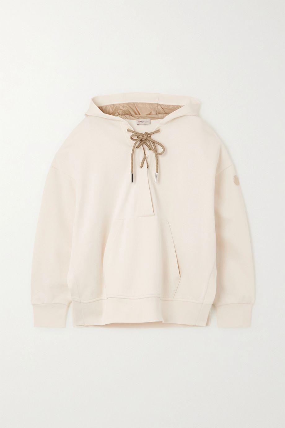 Lace-up cotton-blend jersey hoodie by MONCLER