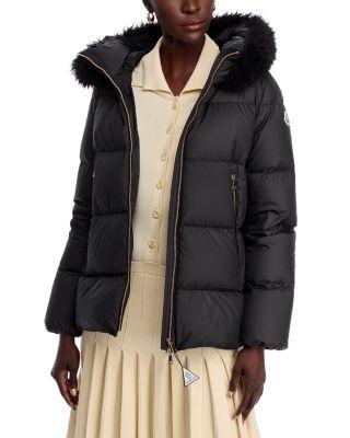 Laichefur Shearling Trim Hooded Down Jacket by MONCLER
