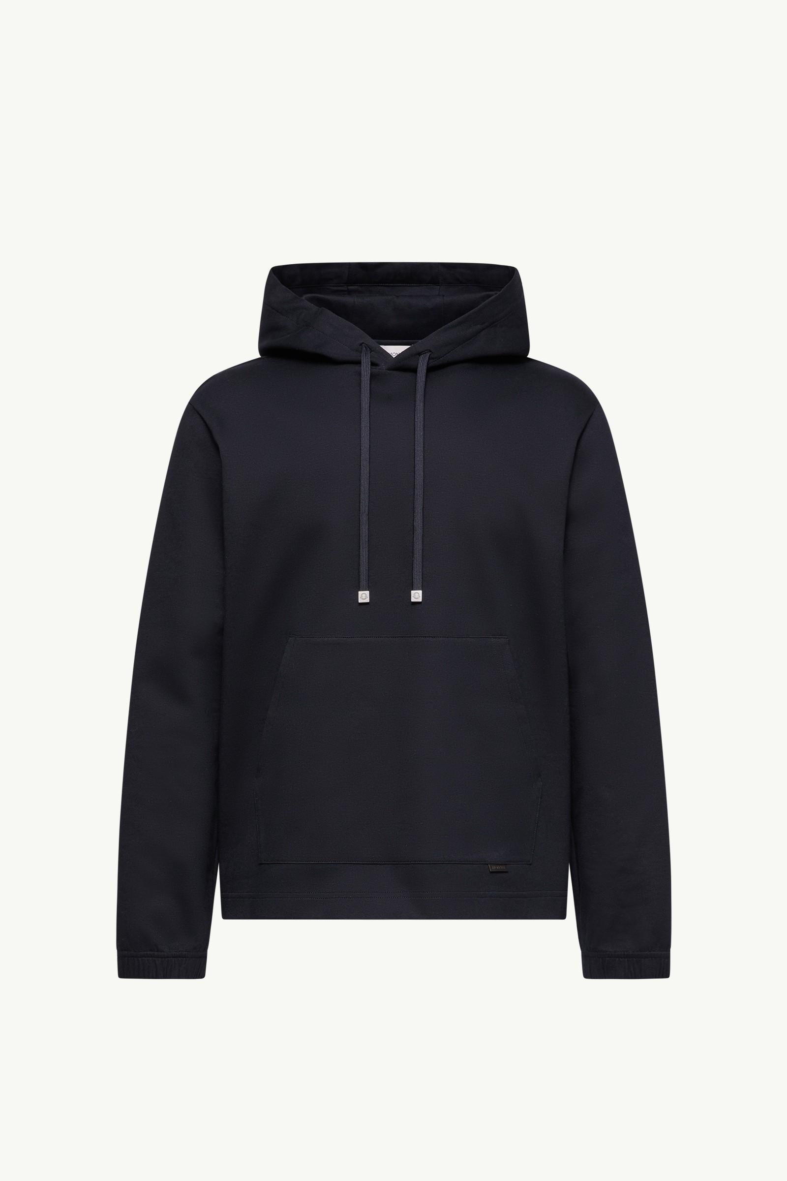 Leather Logo Cotton Blend Hoodie by MONCLER