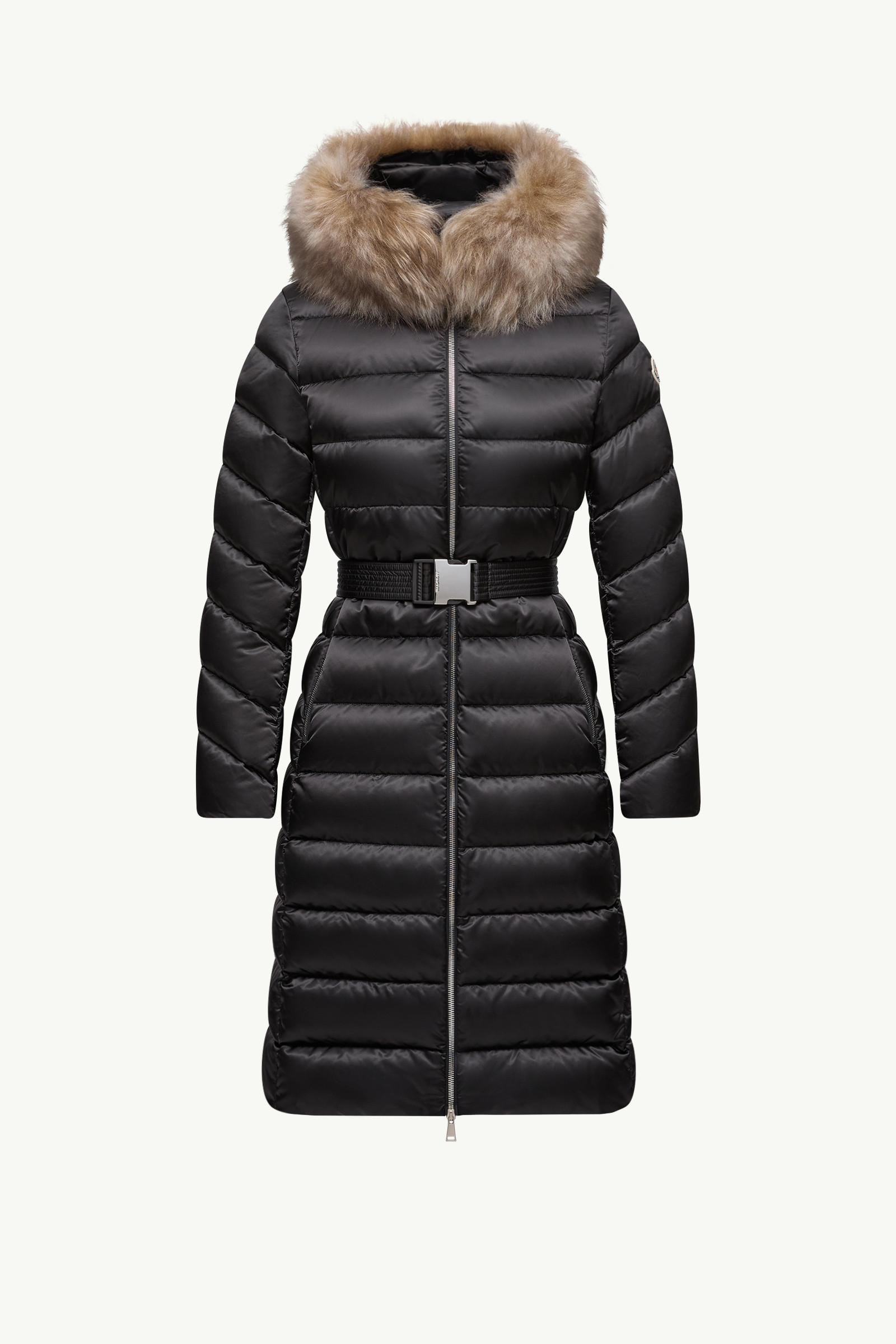 Leersie Hooded Shearling-Trimmed Long Down Jacket by MONCLER