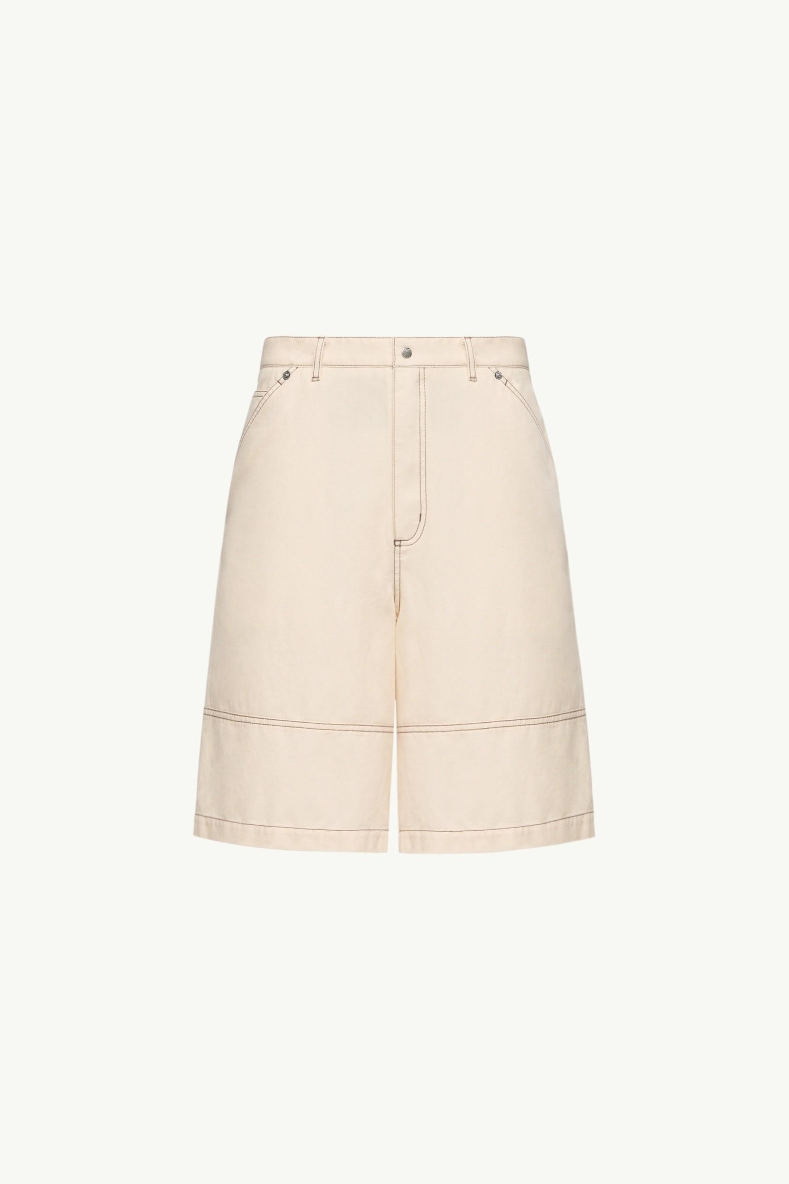 Linen & Cotton Gabardine Cargo Shorts by MONCLER
