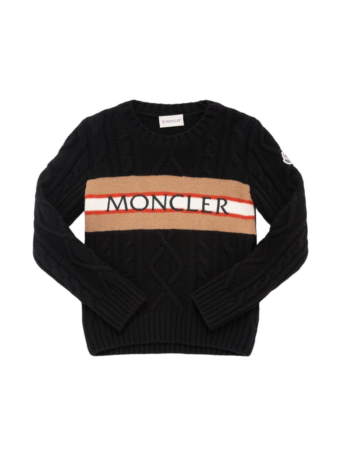 Logo Carded Virgin Wool Knit Sweater by MONCLER