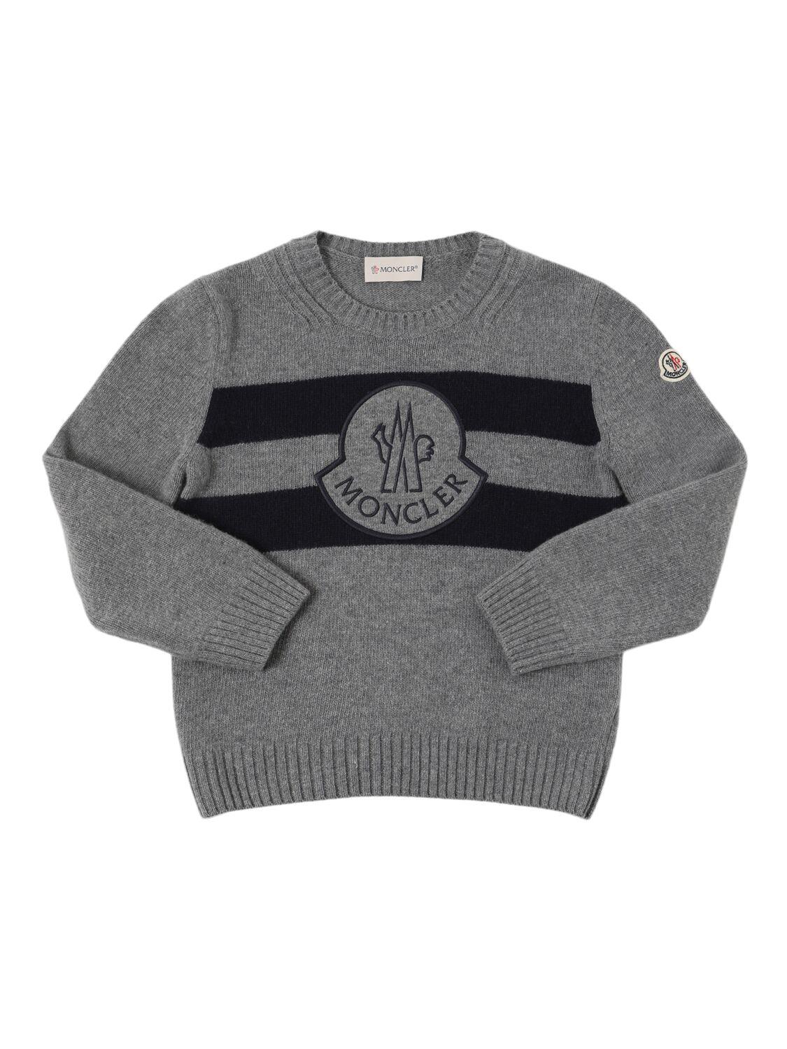 Logo Carded Wool Knit Sweater by MONCLER