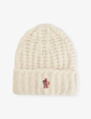 Logo-Patch Cable Knit Beanie Hat by MONCLER
