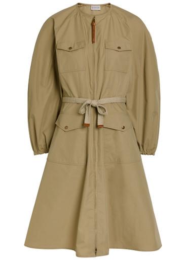 Logo-appliquéd belted cotton-blend midi dress by MONCLER