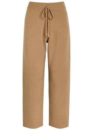 Logo-appliquéd wool and cashmere-blend sweatpants by MONCLER