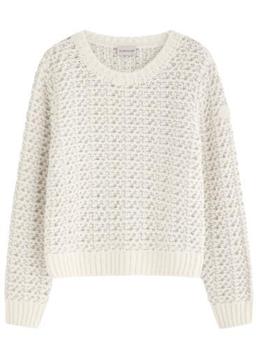 Logo bouclé-knit cotton-blend jumper by MONCLER