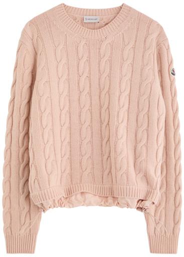 Logo cable-knit wool-blend jumper by MONCLER