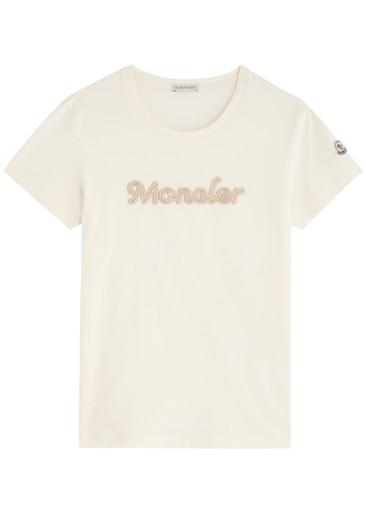Logo-embroidered beaded cotton T-shirt by MONCLER