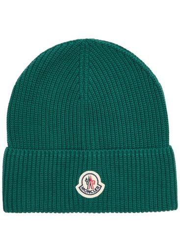 Logo ribbed cotton beanie by MONCLER