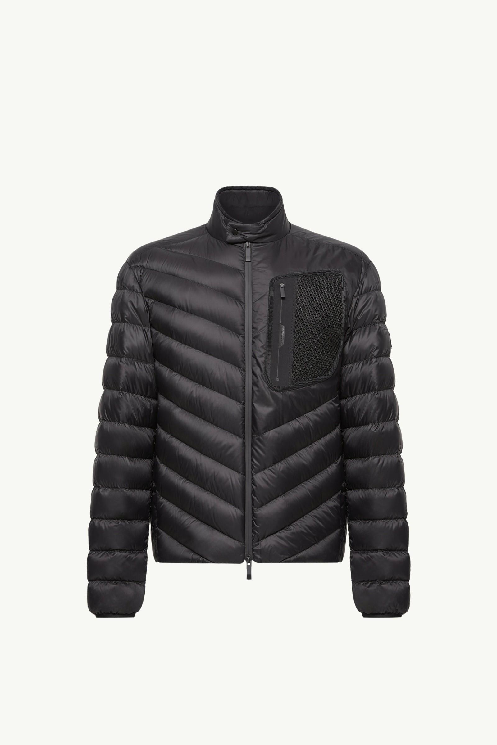 Mackinac Diagonal-Quilted Down Biker Jacket by MONCLER
