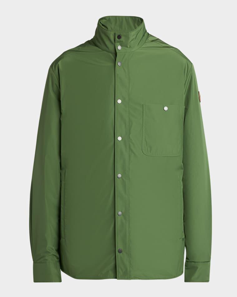 Men's Lascax Polyester Shirt Jacket with Leather Logo by MONCLER Men's Lascax Polyester Shirt Jacket with Leather Logo by MONCLER