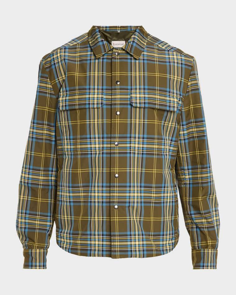 Men's Monogram Checked Nylon Shirt Jacket by MONCLER