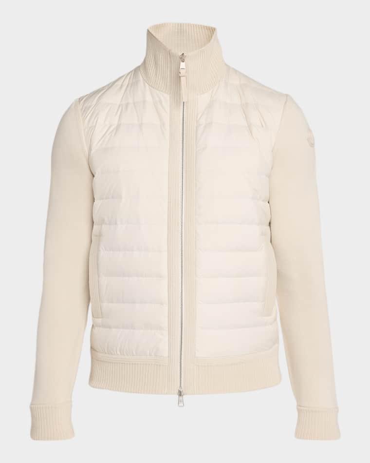Men's Padded Zip-Up Wool Cardigan by MONCLER