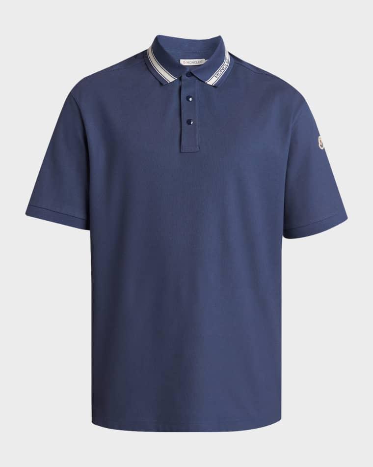 Men's Stripe-Trim Cotton Pique Polo Shirt by MONCLER