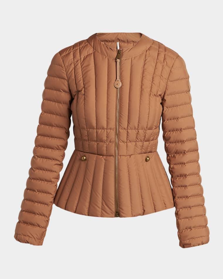 Menthe Vertical-Quilted Short Down Jacket by MONCLER