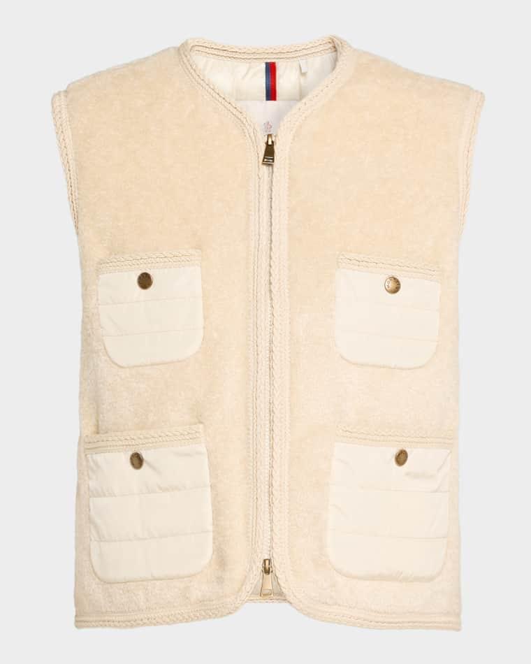 Mimosas Braided Trim Teddy Down Vest by MONCLER