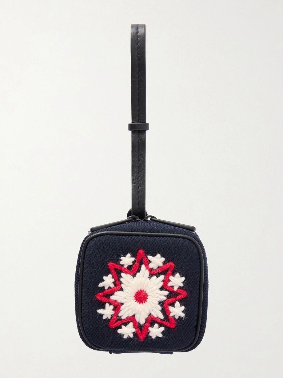 Mini embroidered leather-trimmed twill pouch by MONCLER