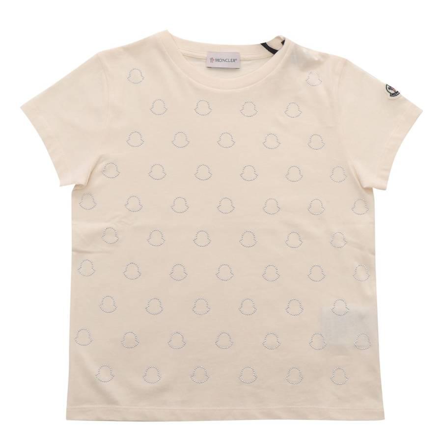 Moncler Girls Crystal Logo Cotton T-Shirt by MONCLER