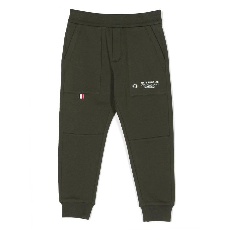 Moncler Kids Dark Green Logo Fleece Track Pants by MONCLER