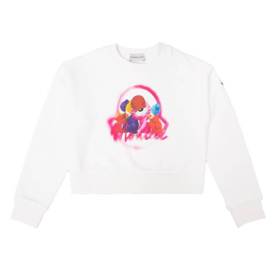 Moncler Kids Teddy Bear Print Cotton Sweatshirt by MONCLER