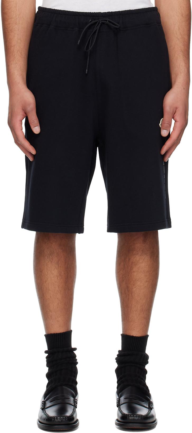 Moncler x FRGMT Hiroshi Fujiwara Black Embroidered Logo Cotton Shorts by MONCLER
