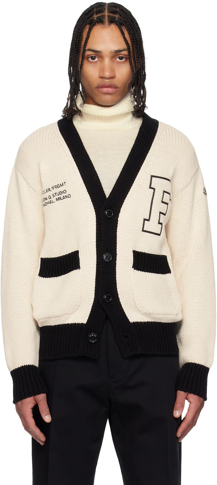 Moncler x FRGMT Hiroshi Fujiwara Off-White Embroidered Cotton Cardigan by MONCLER