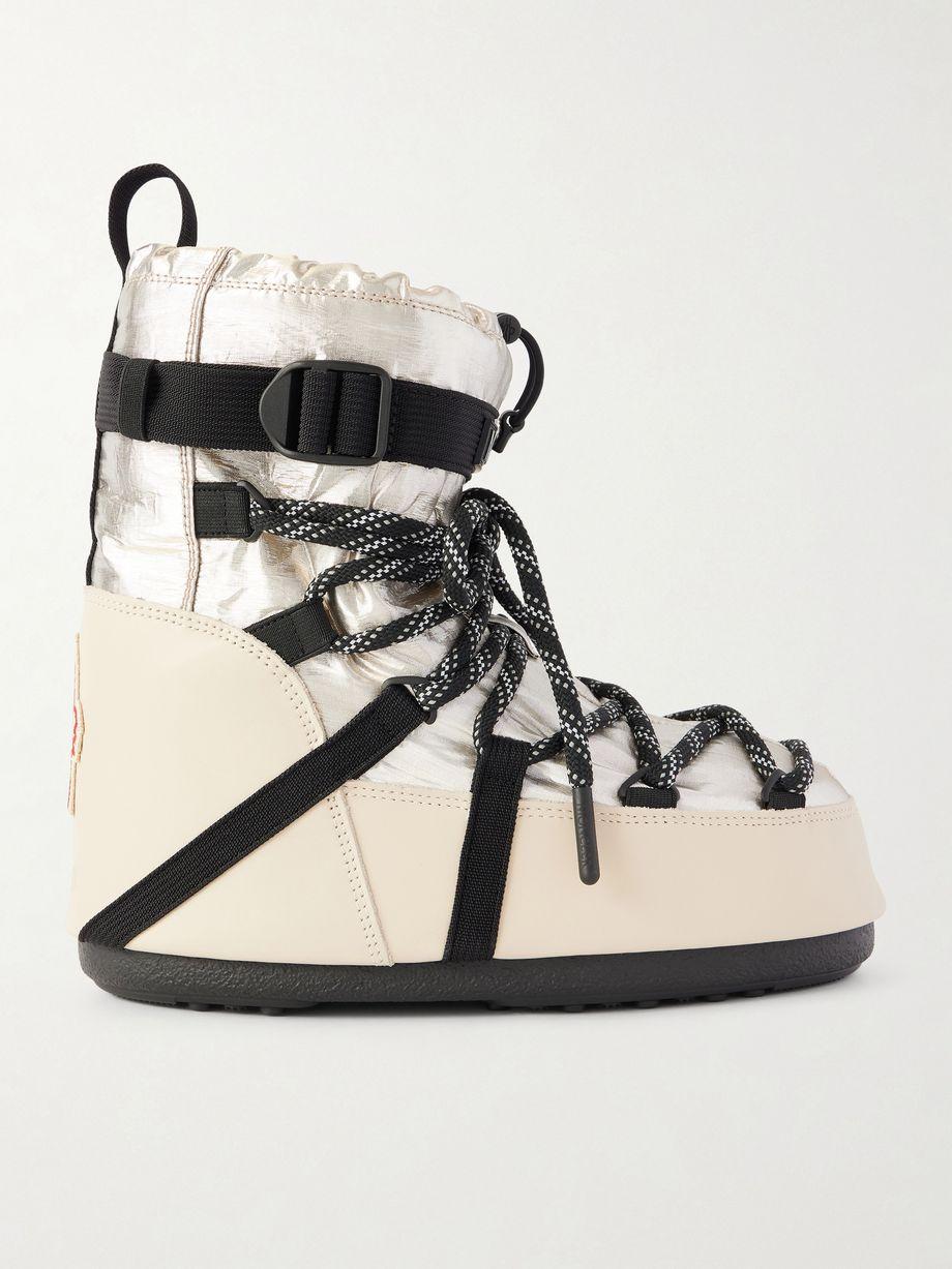 + Moon Boot Icon metallic shell and leather snow boots by MONCLER