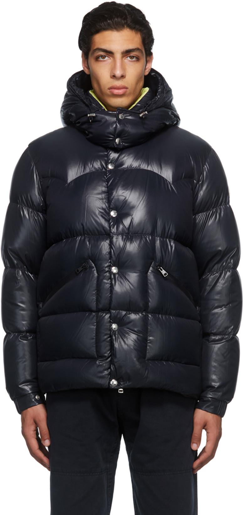 Navy Logo Down Jacket by MONCLER