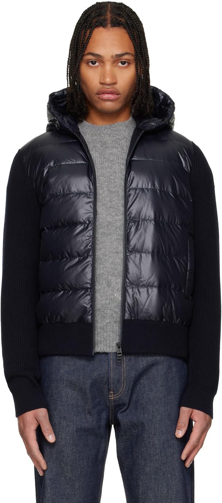 Navy Padded Wool Zip-Up Down Jacket by MONCLER