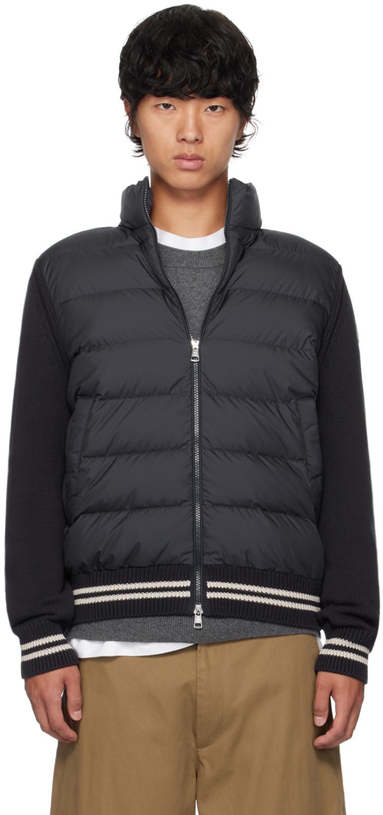 Navy Paneled Down Cardigan by MONCLER
