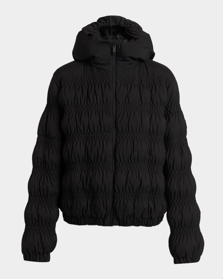 Noyer Gather-Quilted Hooded Short Down Jacket by MONCLER